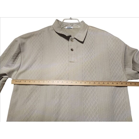 COOFANDY Men’s 2XL Khaki Textured Knit Polo Shirt Short Sleeve Luxury Casual - Picture 2 of 6